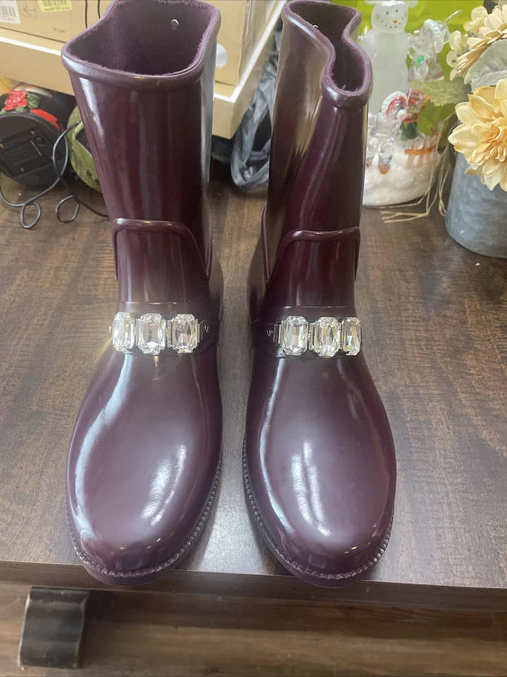 Michael Kors Leslie Botín de Lluvia Goma Sin Cordones Color Ciruela Usado Talla 11 Foto 3 de 4