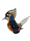 Murano glass cardinal bird figurine, Paperweight  Red Blue Clear Glass Vintage