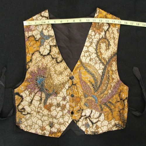 Vintage Superb Detailed Peacock BEADED Bird Pattern VEST Gold Purple Blue Black - Picture 6 of 12