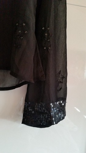 EDC ESPRIT Longarm Damen Schlupfbluse Tunika Schwarz Gr. M 38 Hippie Ethno Boho - Bild 6 von 10