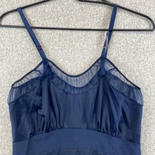 Vintage Faerie nylon slip dress navy blue M babydoll sweetheart neck coquette