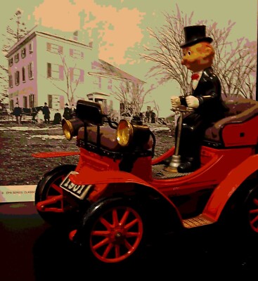1901 Century Auto & Driver Figure Tin Toy Car Battery Operated