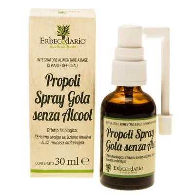 Propoli Spray Erbecedario, Senza Alcool, Bambini E Adulti, per la Gola 30ml