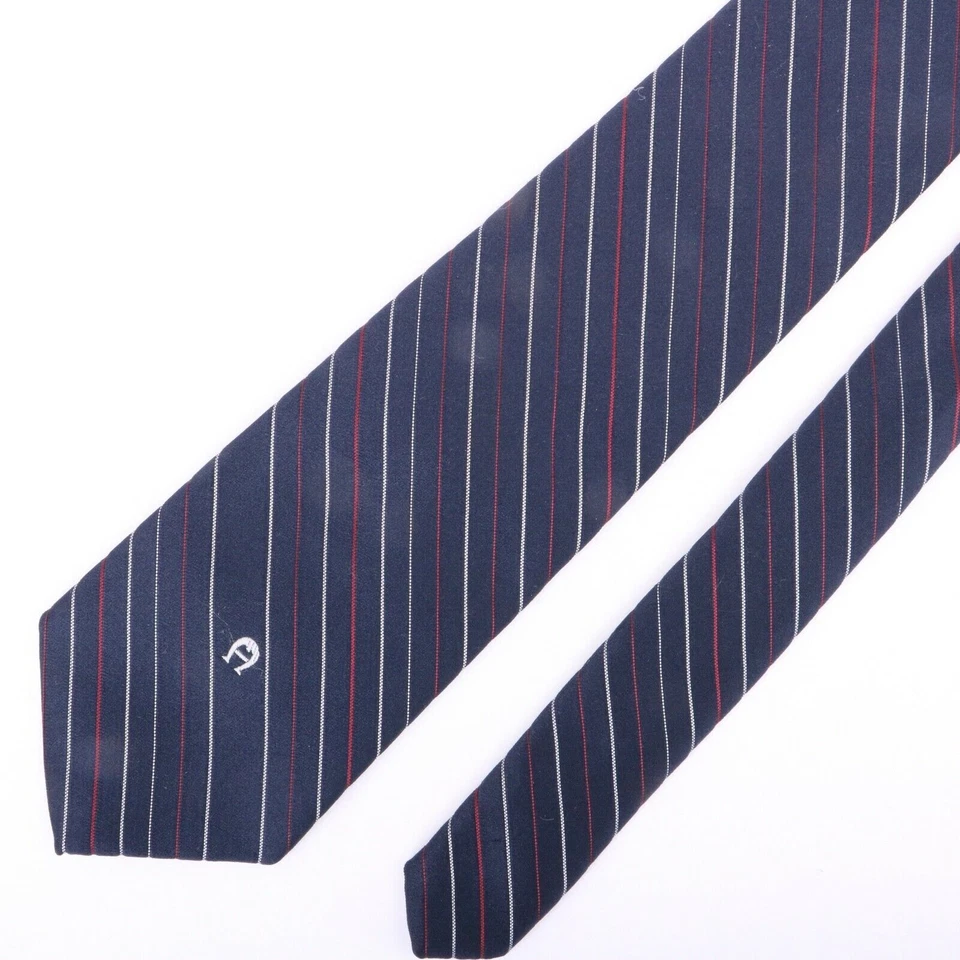 Corbata a rayas diagonales Etienne AIgner azul marino blanco rojo Foto 2 de 4