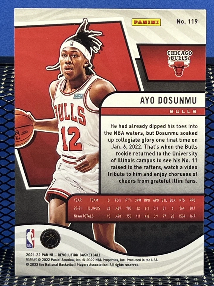 2021-22 Panini Revolution AYO DOSUNMU Chicago Bulls Base 119 RC Rookie Card - Image 2 of 2