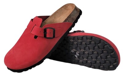 NEU B Pantolette Clogs Baden 22228 Rojo rot Leder normale Weite Damen Hausschuhe