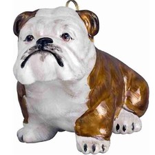 Brown and White Bulldog Dog Polish Blown Glass Christmas Ornament Decoration