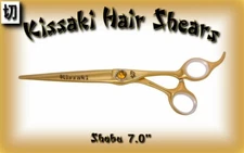 Kissaki Pro Hair Scissors 7.0" Shobu Gold Titanium Hair Cutting Shears 
