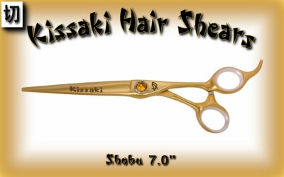 Kissaki Pro Hair Scissors 7.0'' Shobu Gold Titanium Hair Cutting Shears 