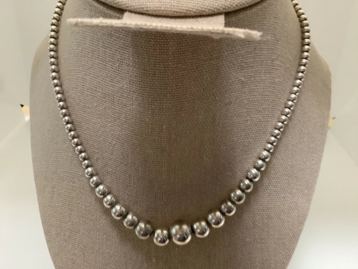 "sterling silver graduated bead necklace"