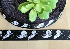 7/8" 1 YD Casper the Friendly Ghost Grosgrain Ribbon Spooky Halloween Ribbon