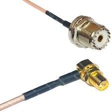 RG316 UHF Female BULKHEAD to RP-SMA FEMALE ANGLE RF Cable Rapid-SHIP LOT