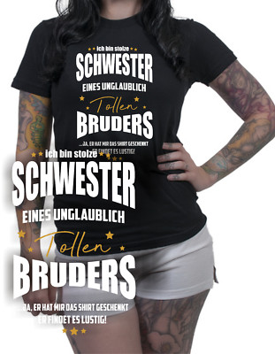 PROUD SISTER Great BROTHER T-Shirt Family Gift Siblings Love