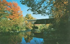 Postcard VT Grafton Covered Bridge Saxtons River Autumn Fall Windham County