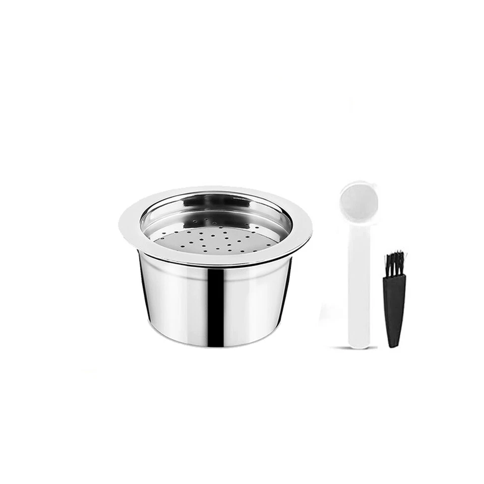 Edelstahl Mehrweg-Kaffeemaschine Filter Kapsel Tasse + Löffel + Bürste Set DIY