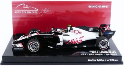 Minichamps 1:43rd Haas F1 Team VF20 Mick Schumacher FP1 Abu Dhabi