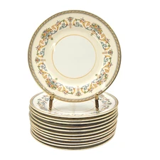 VTG Aynsley Henley Floral Gold Trim Bone China Round Bread Plates 12 pcs. 6.5"