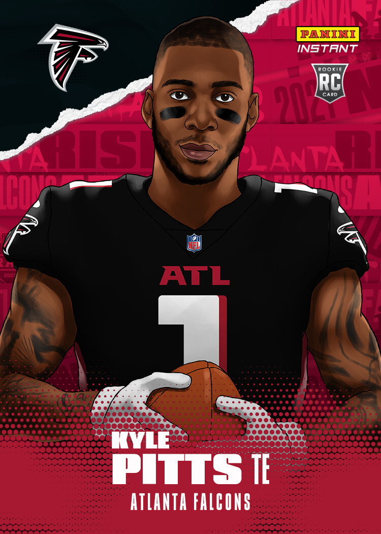 KYLE PITTS 2021 PANINI INSTANT NFL DRAFT NIGHT ILLUSTRATION (CARD IN HAND)