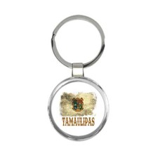 Tamaulipas Mexico : Gift Round Keychain Distressed Flag Vintage Mexican Expat