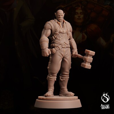 Half-Orc Brawler Fighter Pose 1 | Arcane Minis | D&D Miniature