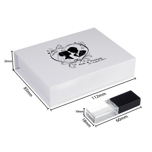 Wedding Custom Crystal Gift Box USB Flash Drive 64GB Free Logo Pen Drive 32G 16G - 第 7/20 張圖片