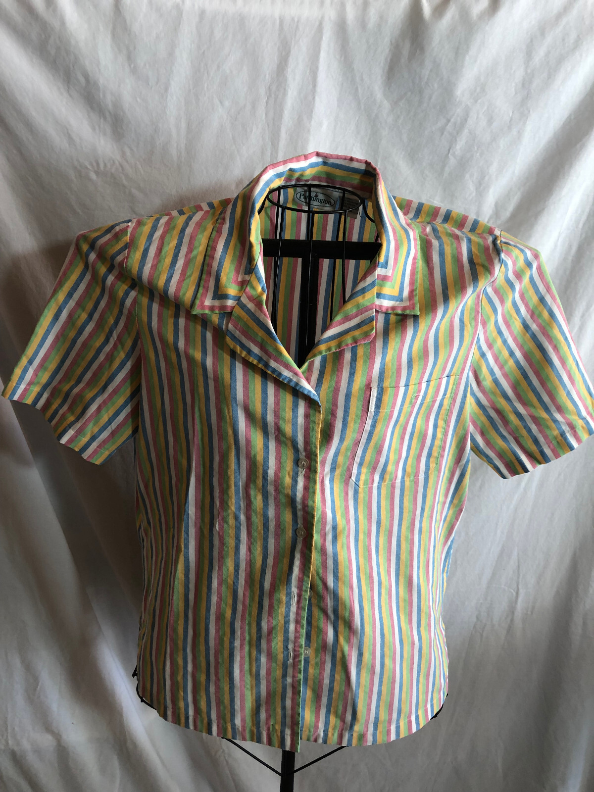 Patchington MEDIUM Multicolor Striped Short Sleev… - image 1