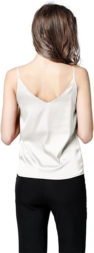 Miqieer Basic Women's Silk Tank Top Ladies V-Neck Camisole Silky