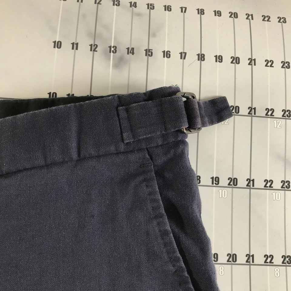 Pantalones Ralph Lauren Etiqueta Negra Mujer 36 Azul Marino Hebilla Lateral Recta Lino Foto 2 de 4