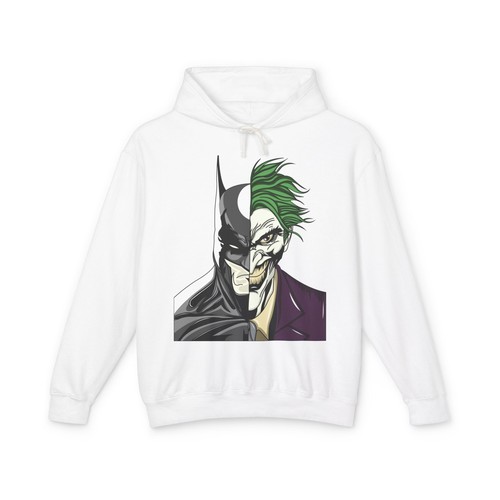 Batman and Joker Lightweight Hoodie, Comic Book Fan Gift, Superhero Sweatshirt,