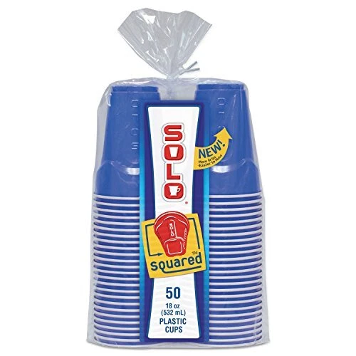 Solo Squared Plastic Party Cups, 18 Oz, Red amp; Blue, 50/Bag, 12 Bag/Carton - Image 2 of 2