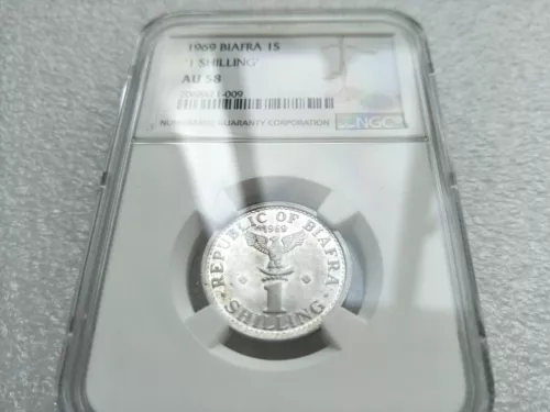 1969 Biafra 1 Shilling ngc Au58 coin