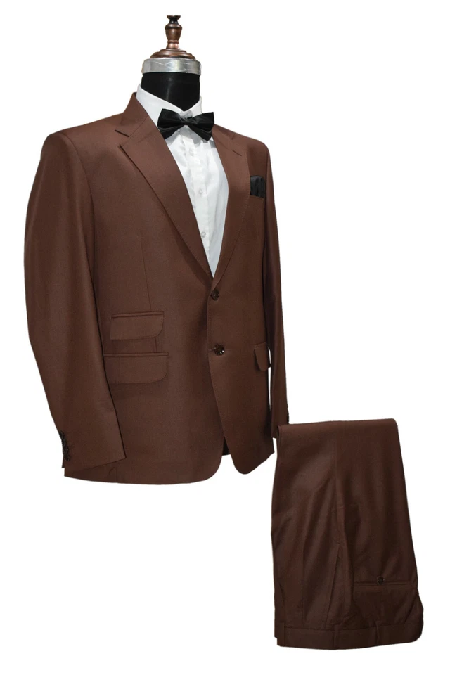 Traje Marrón De Diseñador Para Boda Casual De Cena (Chaqueta+Pantalones) - Imagen 2 de 4