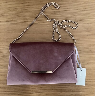 Womens Handbag Carvela Kurt Geiger Clutch Pink Velvet New w/Tag UK