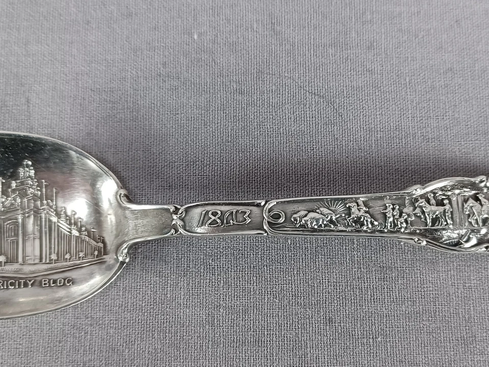 纯银路易斯安那购买博览会圣路易斯纪念品勺子C.1904 — 第 3/4 张图片