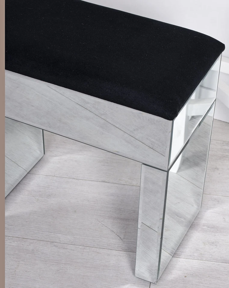 Hocker mit Spiegelglas Glashocker Hocker Hochglanz Spiegel Glamour-Hocker Luxus - Bild 4 von 4
