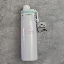adidas Water Bottle 600 ml, 20 oz Screw Top White Shimmer Steel Metal Insulated