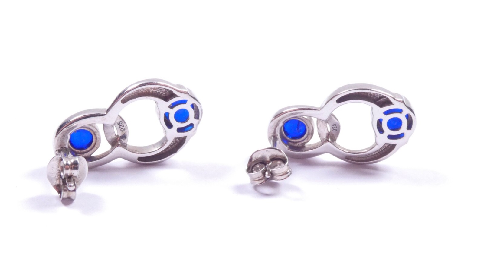 Sapphire Earrings Interlocking Loop 925 Sterling … - image 4