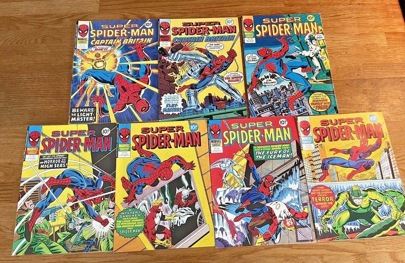 7 COMICS  -SUPER SPIDER-MAN  MARVEL UK COMICS 1977 &  1978