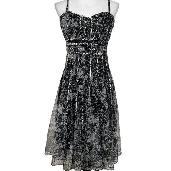 JS Collections Fit & FlareTulle Corset Cocktail Midi Dress Size 8  Black/Gray | eBay