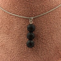 Halskette 3 Lava Perlen 8 Mm. Kette Aus Edelstahl. Halskette Frauen, MäNner.