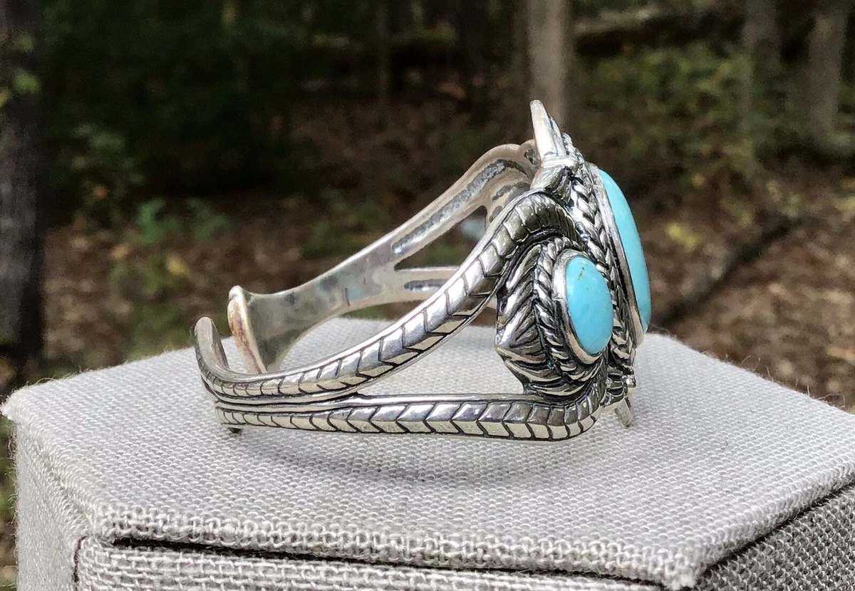 Vintage Carolyn Pollack Relios Jewelry Sterling Turquoise Cuff Bracelet Sz S