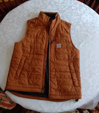 Carhartt Rain Defender Men  s Brown Quilted Full Zip Vest Stand-Up Collar M