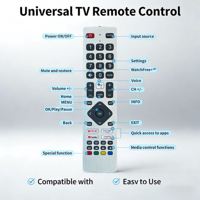 Replacement Universal Remote SHWRMC013 for Sharp Aquos TV 24BI6EA 32BI5EA