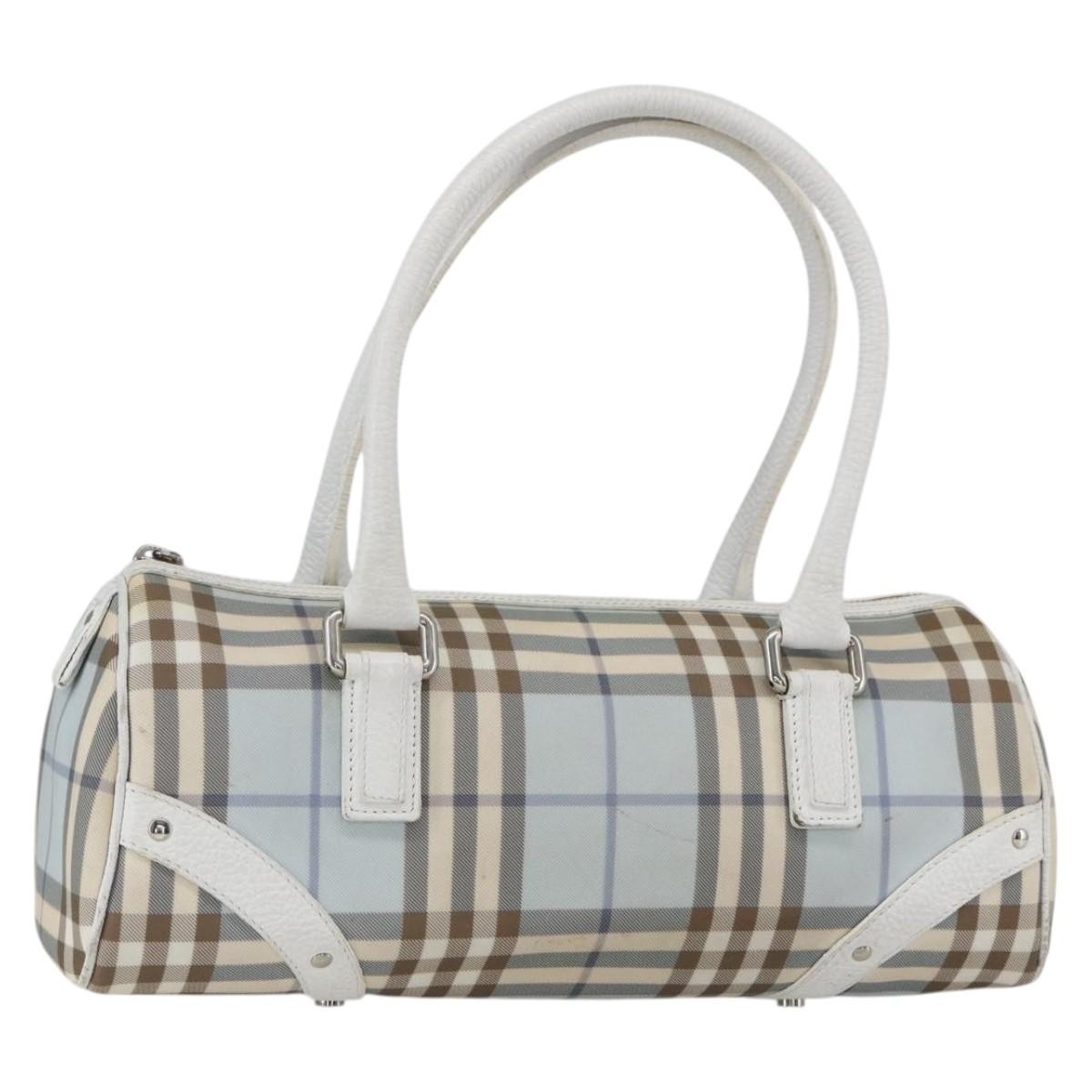 Borsa a tracolla BURBERRY Nova Check PVC blu chiaro argento Auth 158044A