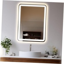 24"x32" LED Bathroom Mirror with Lights, Front and Backlit, 32"L x 24"W Round