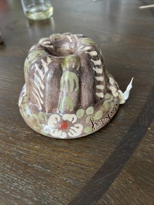 Vintage Betschdorf Salt Glaze Pottery Bundt Ring Mold Wall Hanging Brown Floral