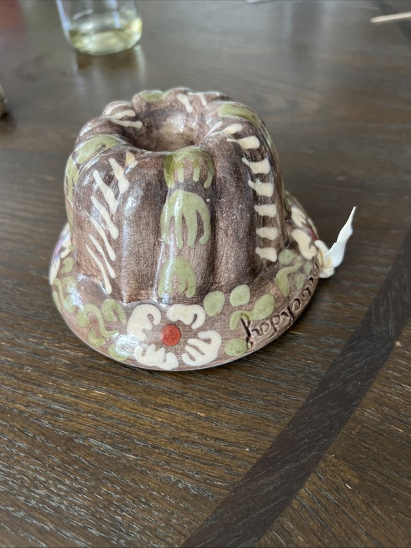 Vintage Betschdorf Salt Glaze Pottery Bundt Ring Mold Wall Hanging Brown Floral