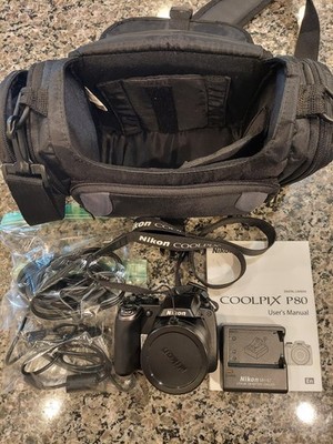 Nikon COOLPIX P80 10.1MP 18x Zoom Digital Camera Battery Charger Manual Cables