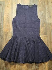 Vici Tesiah Lurex Knit Mini Dress Womens Size Medium Blue Sparkle