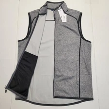 $140 New CUTTER & BUCK Polyester Full Zip Vest Men's LARGE L Gray GOLF Heather